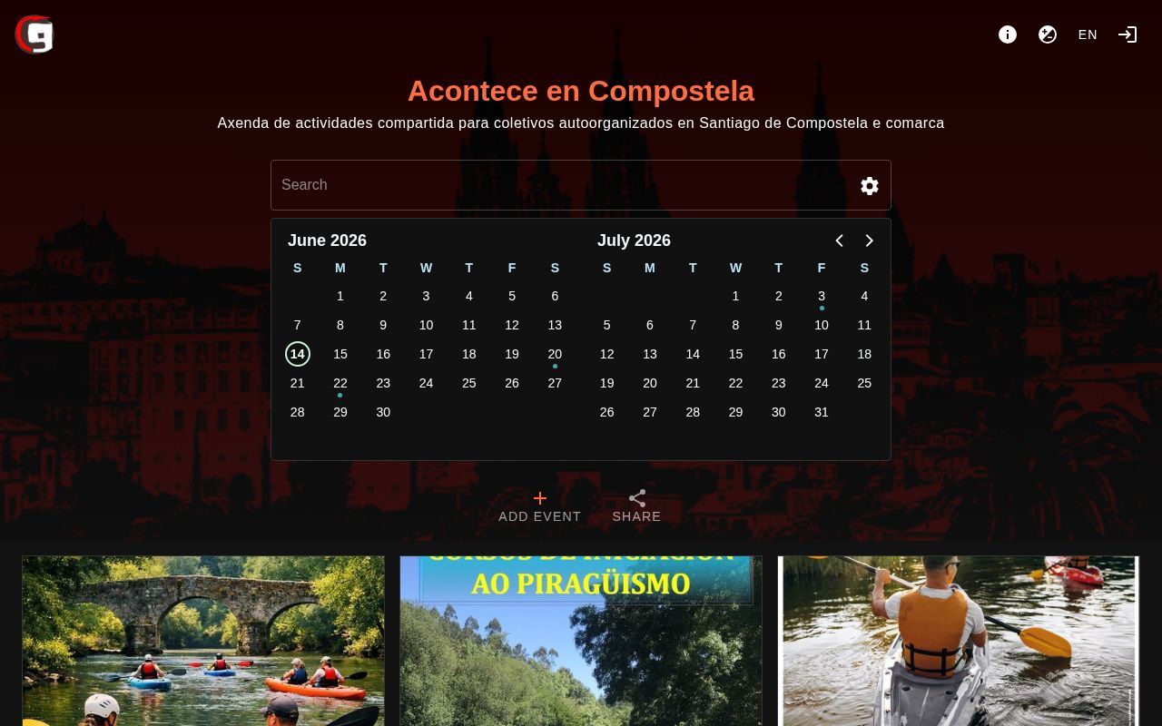 Homepage screenshot of compostela.acontece.gal