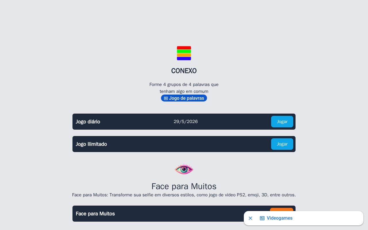 Homepage screenshot of conexojogo.com