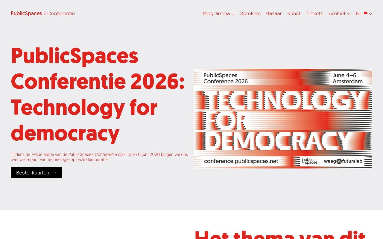 Homepage screenshot of conference.publicspaces.net
