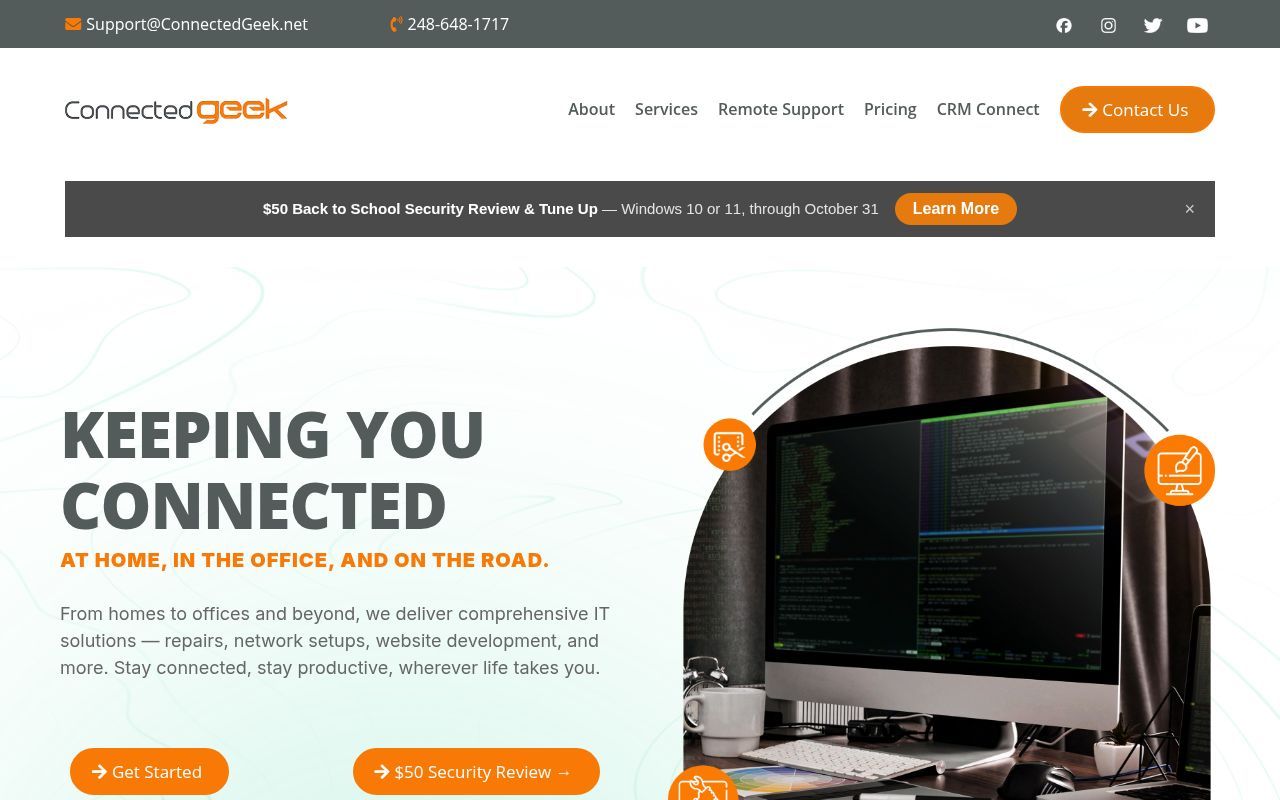 Homepage screenshot of connectedgeek.net