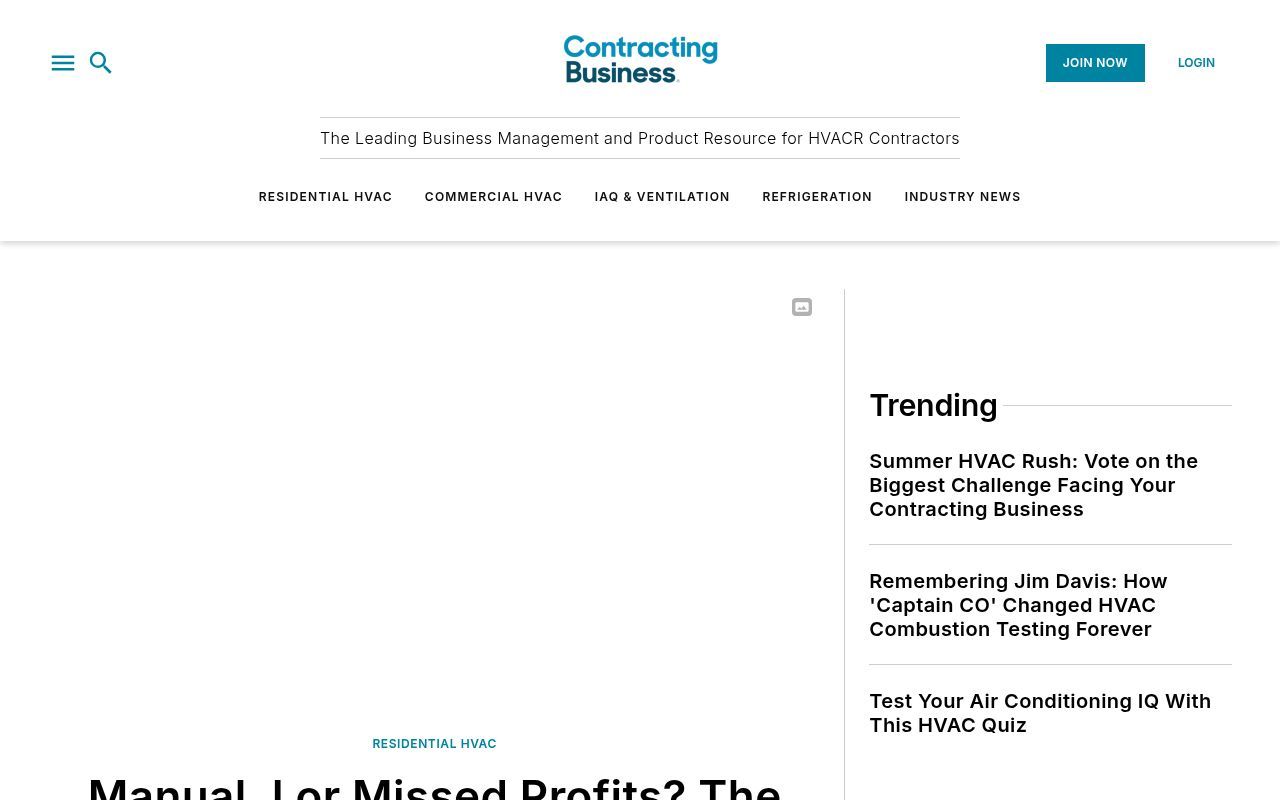 Homepage screenshot of contractingbusiness.com