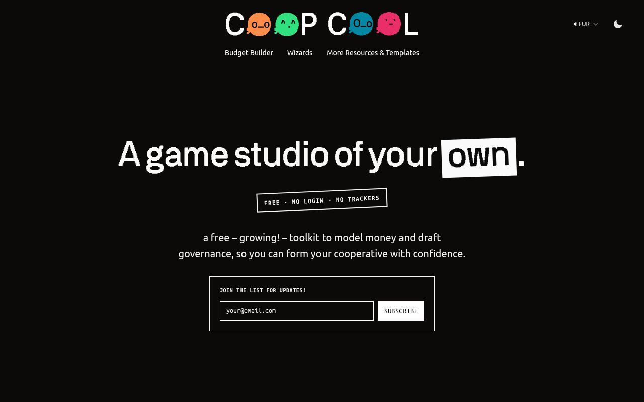 Homepage screenshot of coop.cool