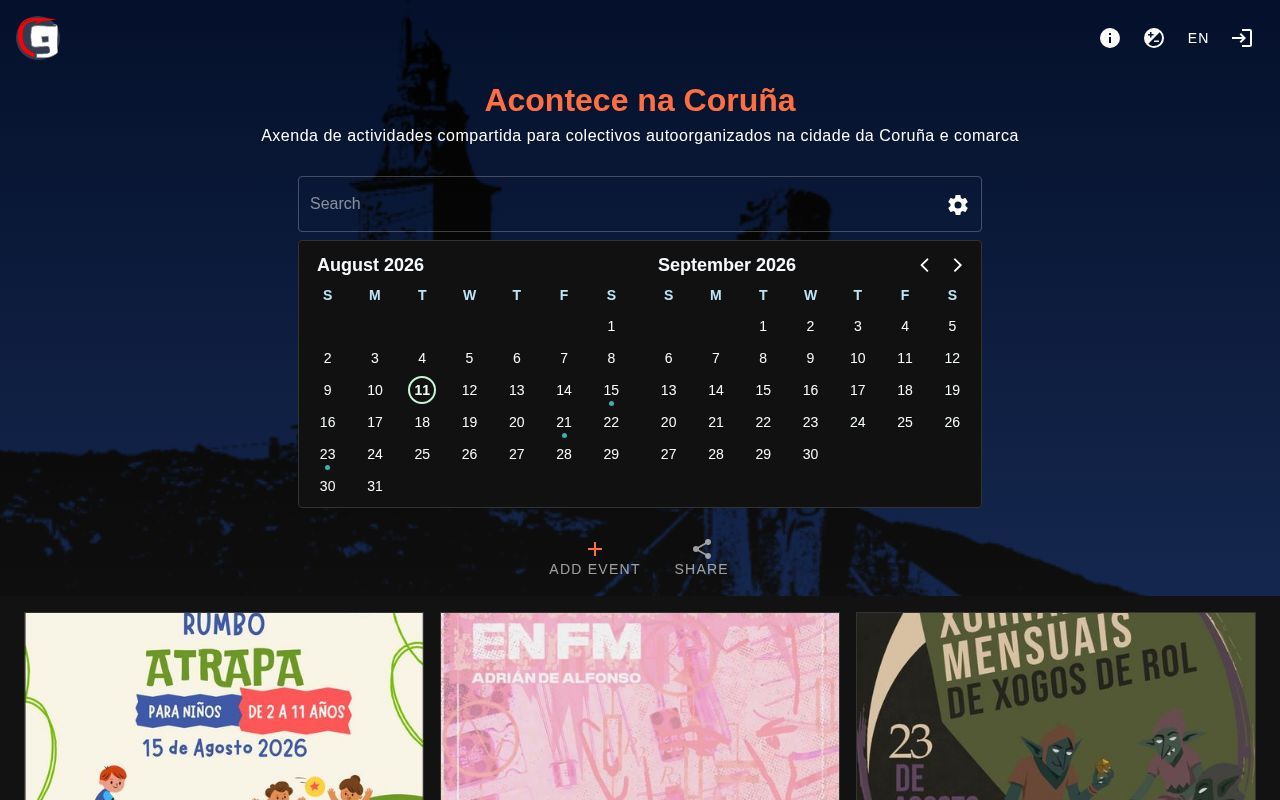 Homepage screenshot of corunha.acontece.gal