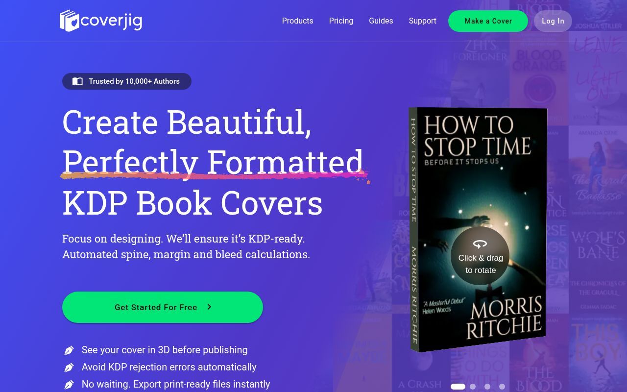 Homepage screenshot of coverjig.com