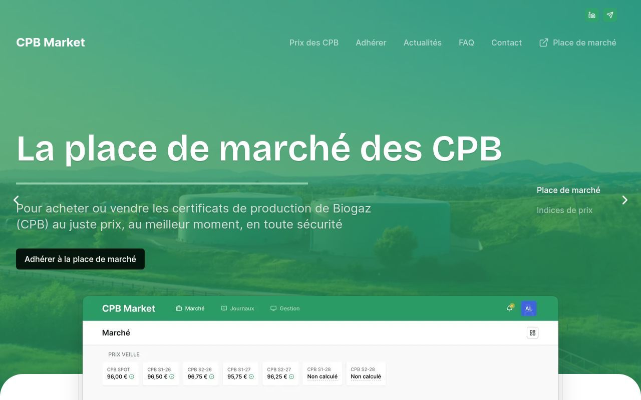 Homepage screenshot of cpbmarket.com