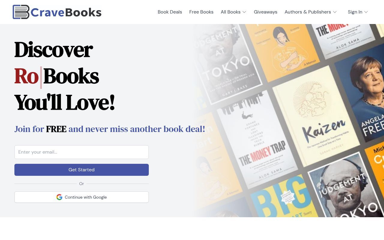Homepage screenshot of cravebooks.com