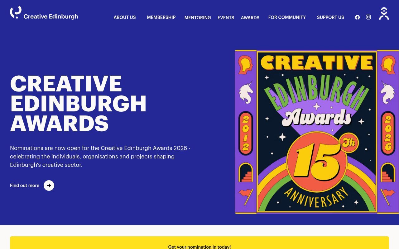 Homepage screenshot of creative-edinburgh.com