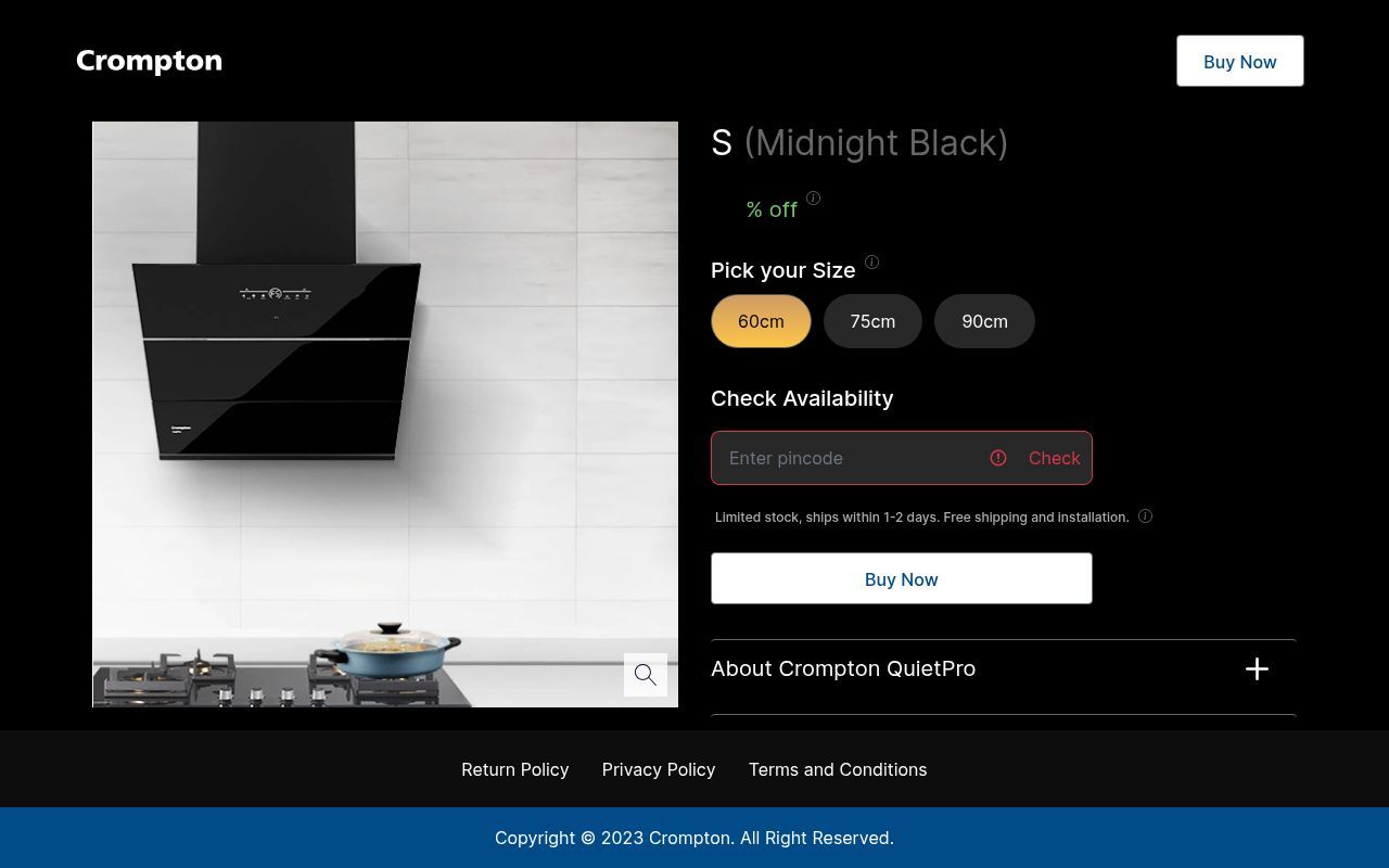 Homepage screenshot of crompton-shop.rzr.app