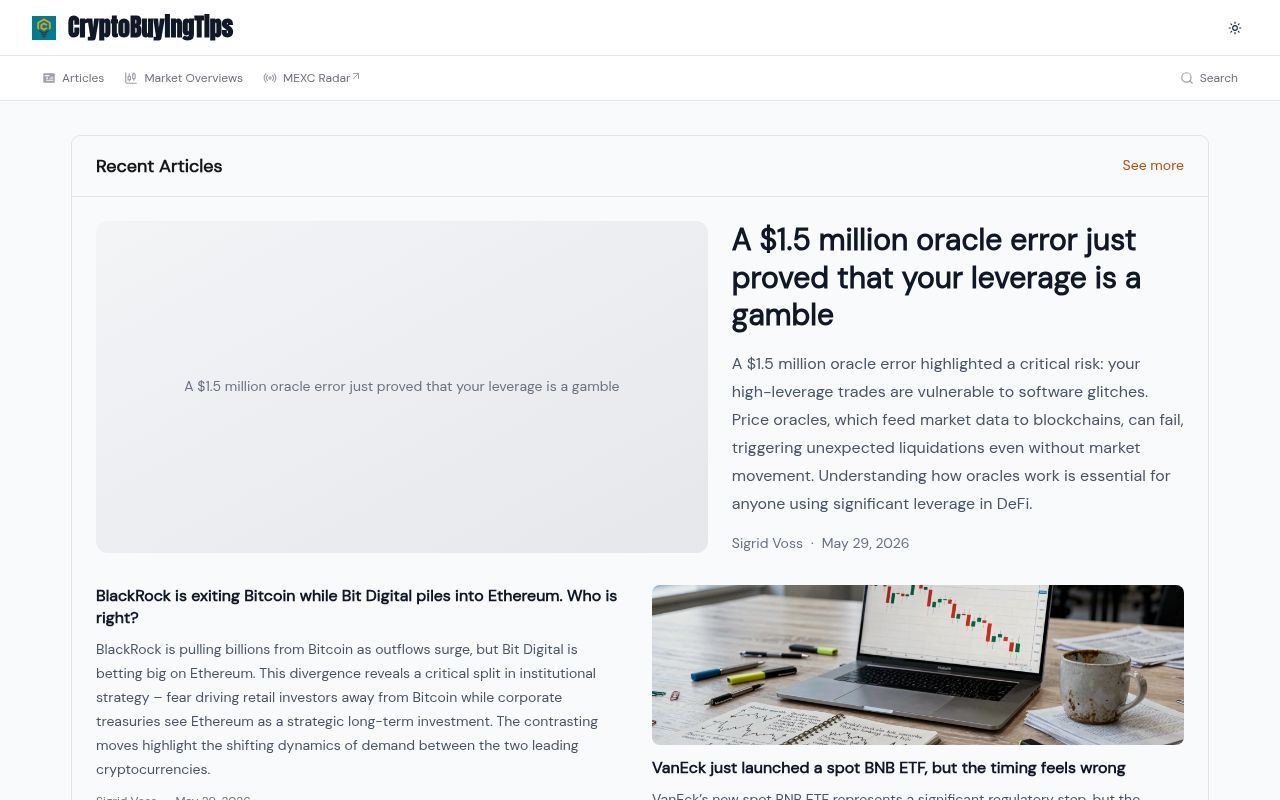 Homepage screenshot of cryptobuyingtips.com