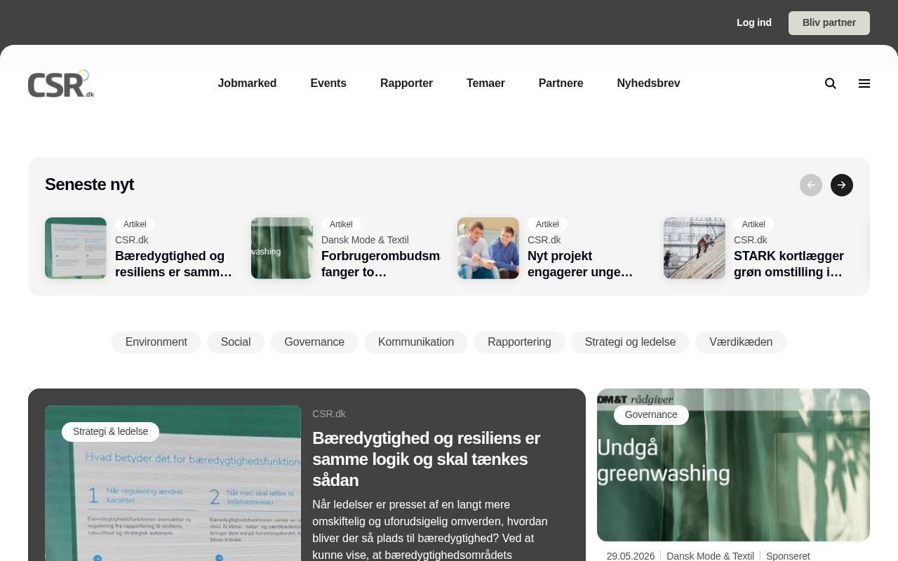 Homepage screenshot of csr.dk