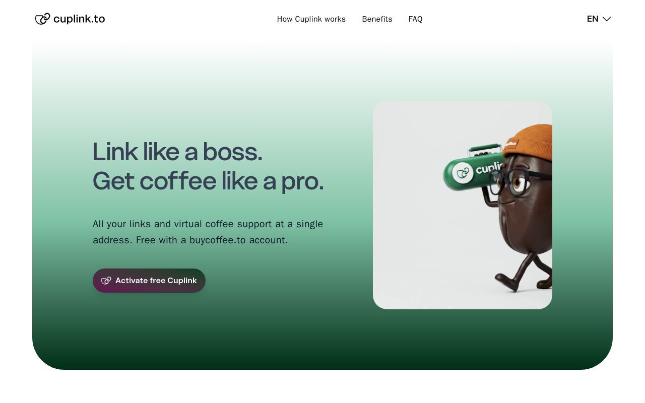 Homepage screenshot of cuplink.to