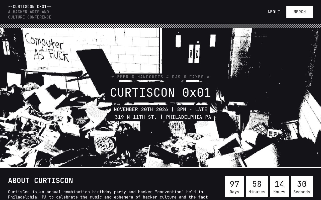 Homepage screenshot of curtiscon.org
