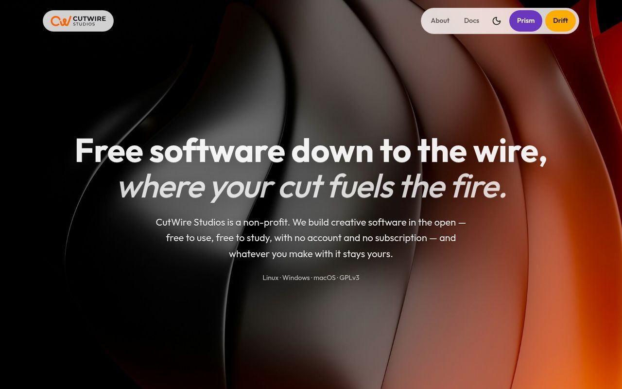 Homepage screenshot of cutwire.org