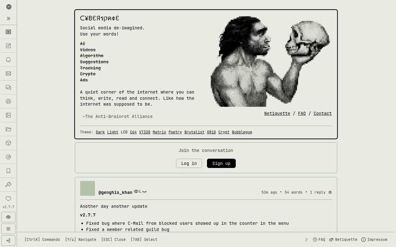 Homepage screenshot of cyberspace.online