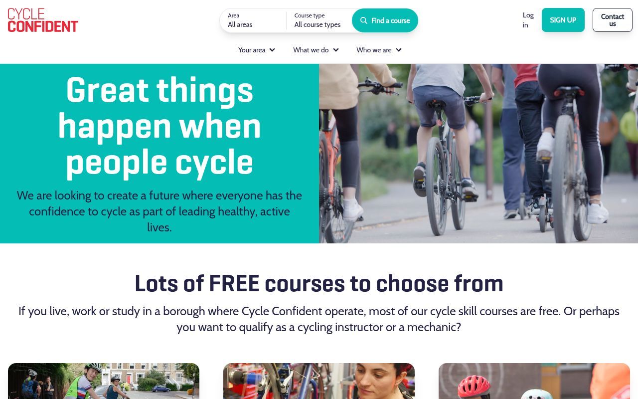 Homepage screenshot of cycleconfident.com
