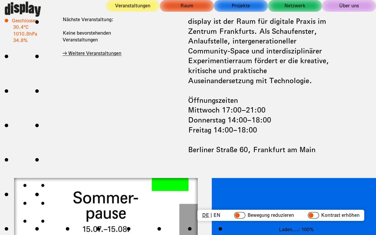 Homepage screenshot of d-i-s-p-l-a-y.de