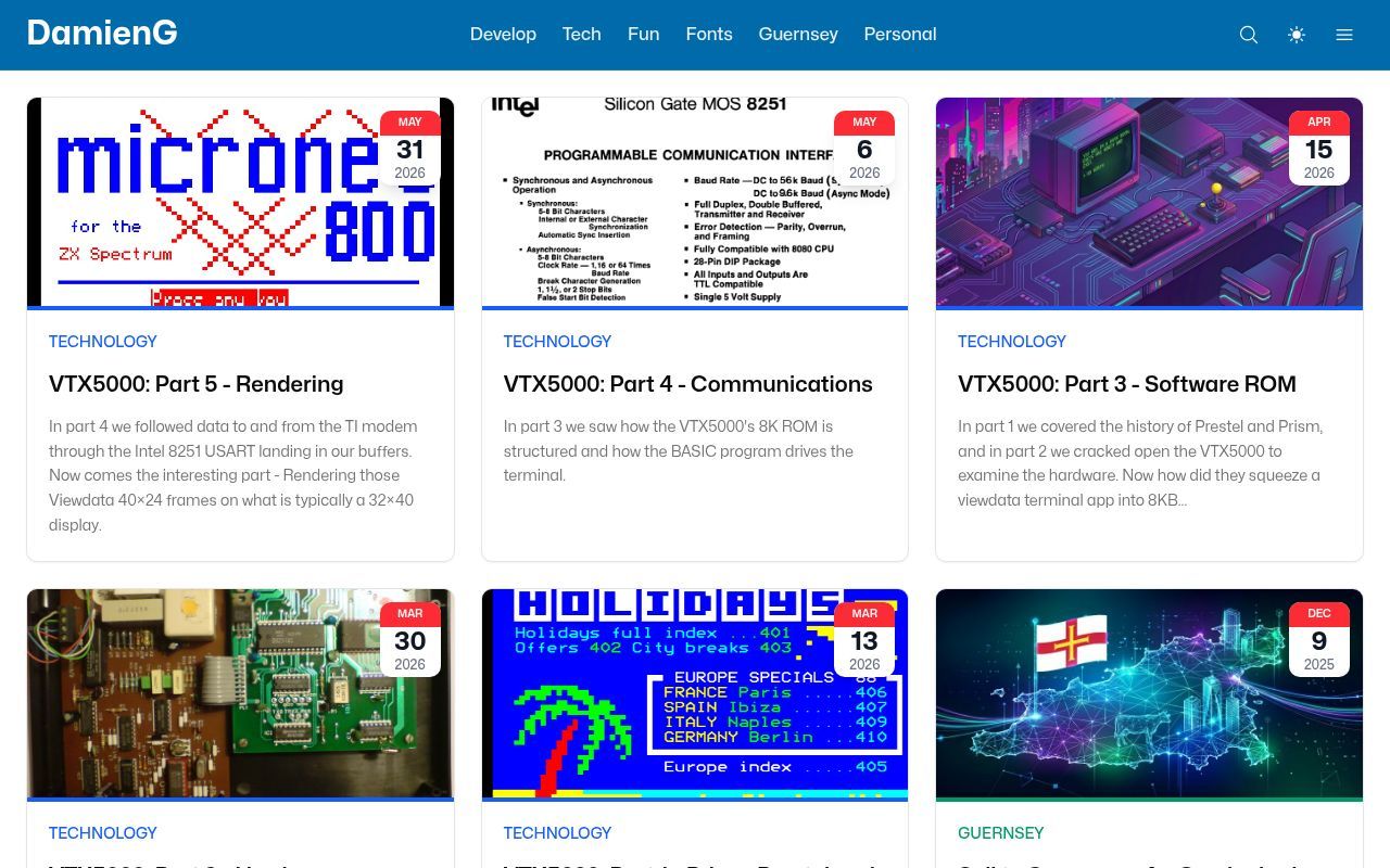 Homepage screenshot of damieng.com