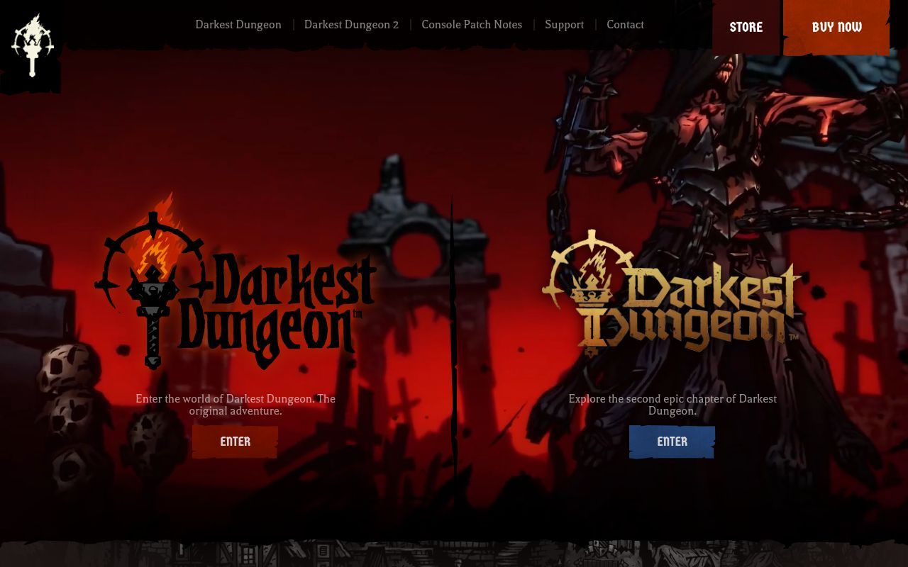 Homepage screenshot of darkestdungeon.com