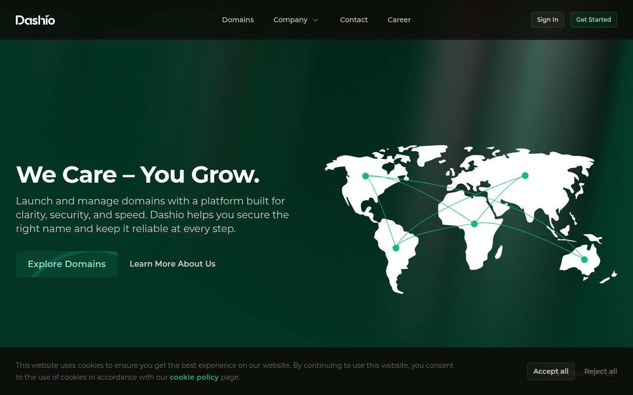 Homepage screenshot of dashio.net