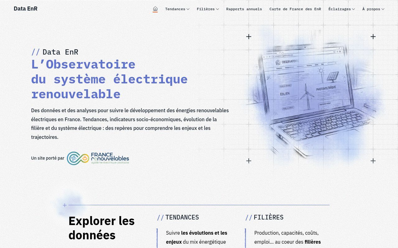 Homepage screenshot of data-enr.fr