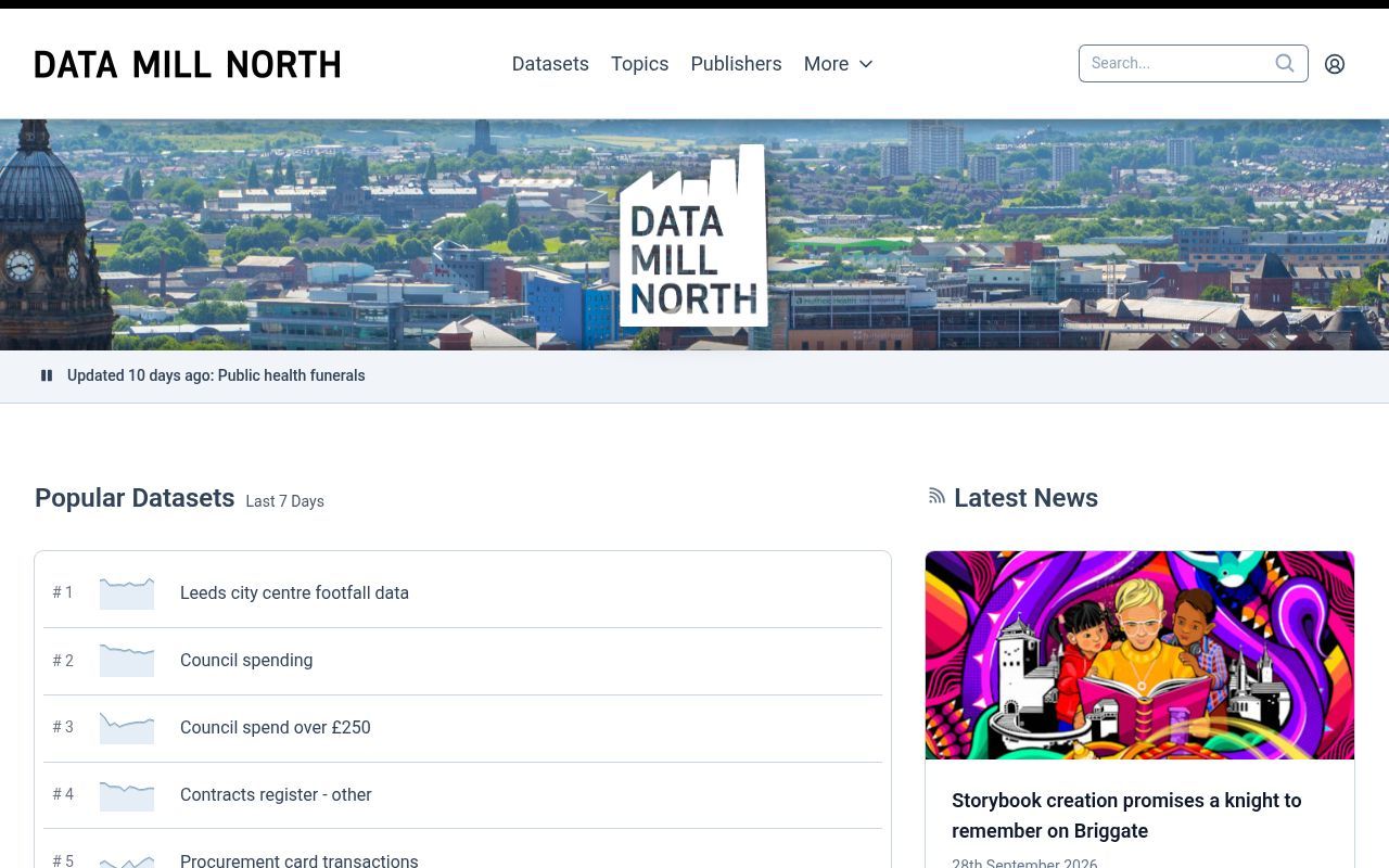 Homepage screenshot of datamillnorth.org