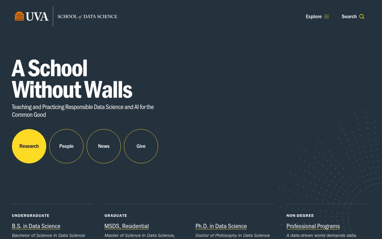 Homepage screenshot of datascience.virginia.edu