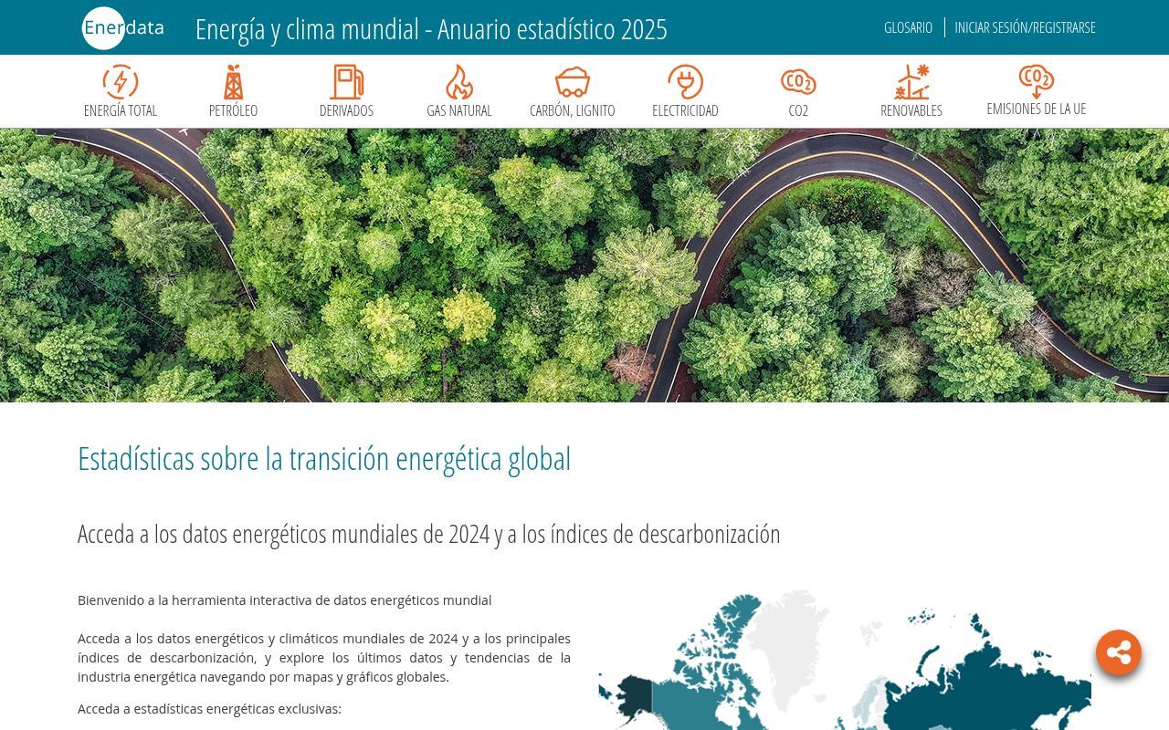 Homepage screenshot of datos.enerdata.net
