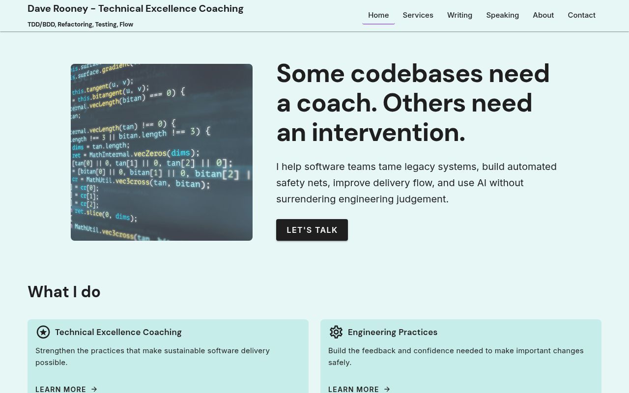 Homepage screenshot of daverooney.dev