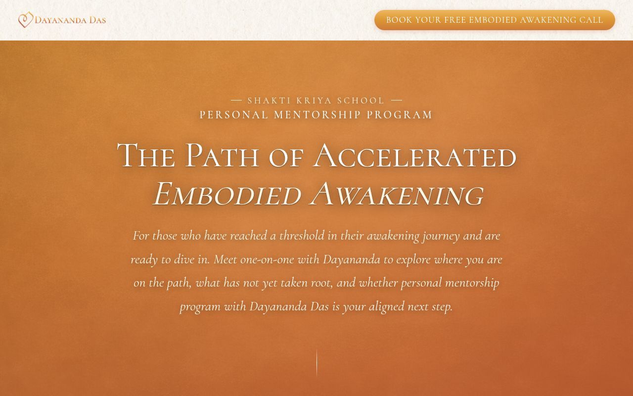 Homepage screenshot of dayanandadas.com