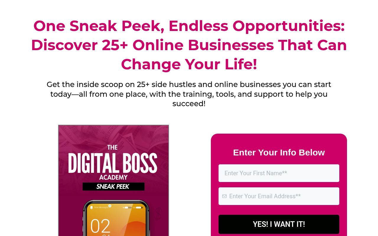 Homepage screenshot of dba.simpleonlineprofits.biz