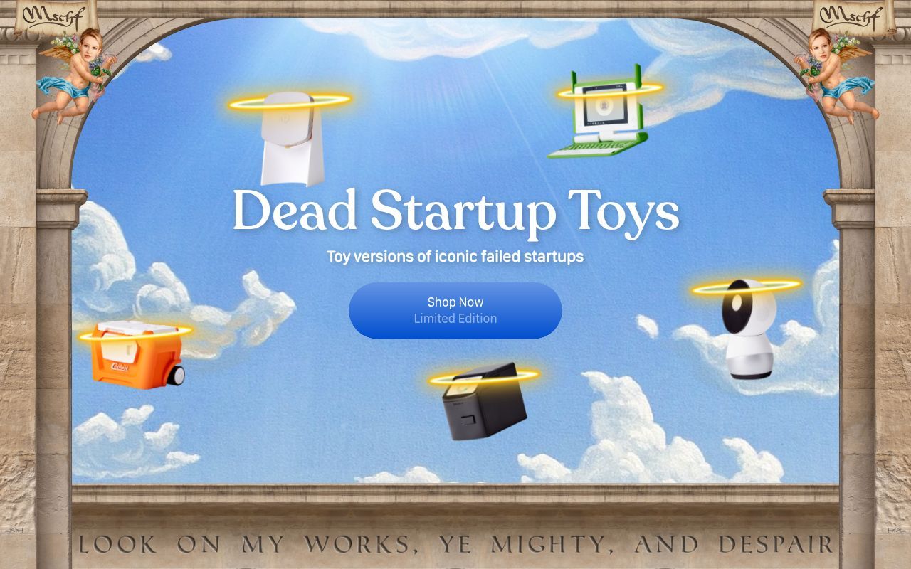 Homepage screenshot of deadstartuptoys.com