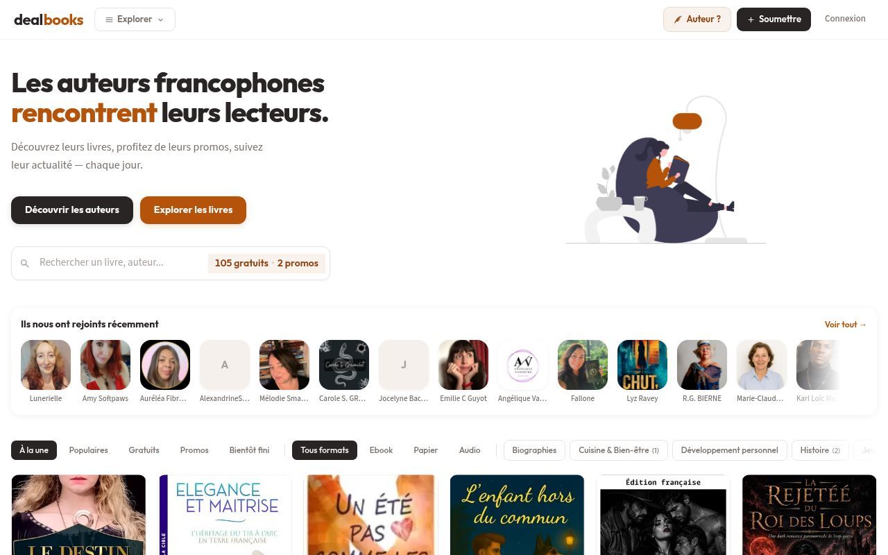 Homepage screenshot of dealbooks.fr