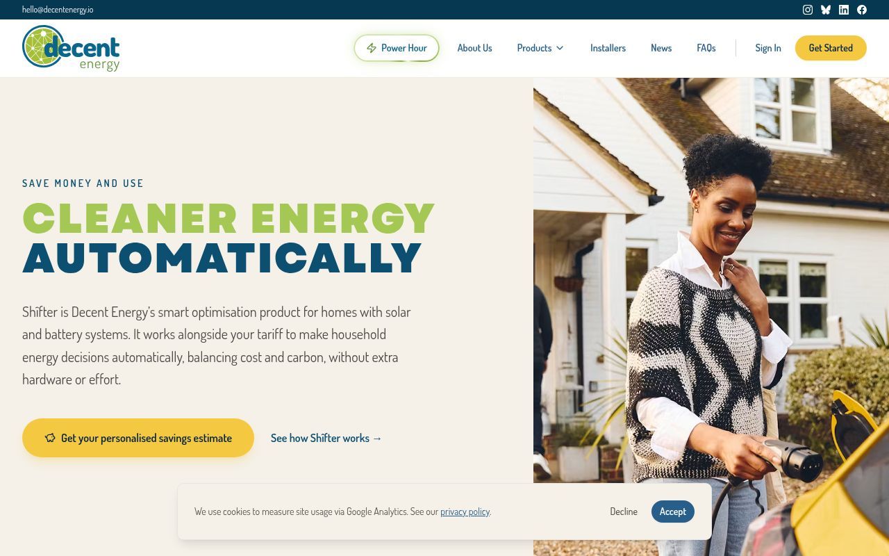 Homepage screenshot of decentenergy.io