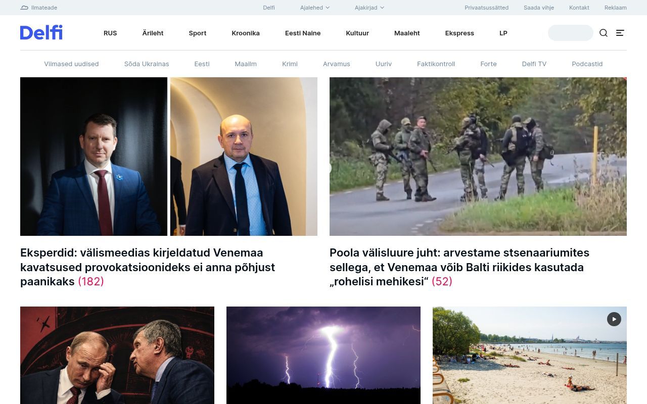 Homepage screenshot of delfi.ee