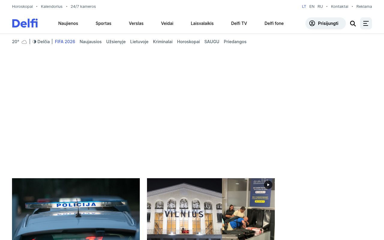 Homepage screenshot of delfi.lt