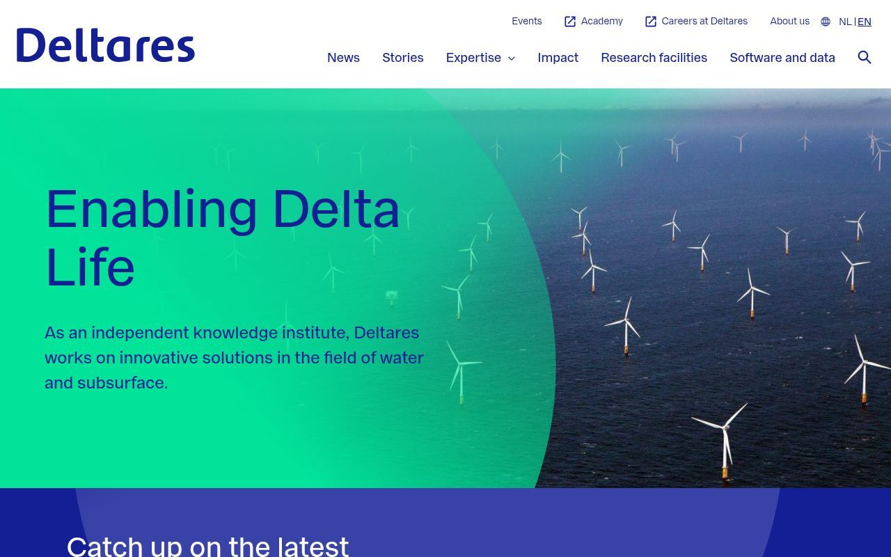 Homepage screenshot of deltares.nl