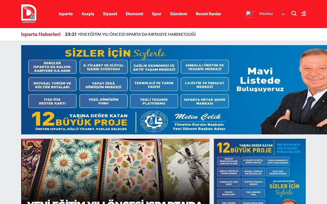 Homepage screenshot of demokrat32.com