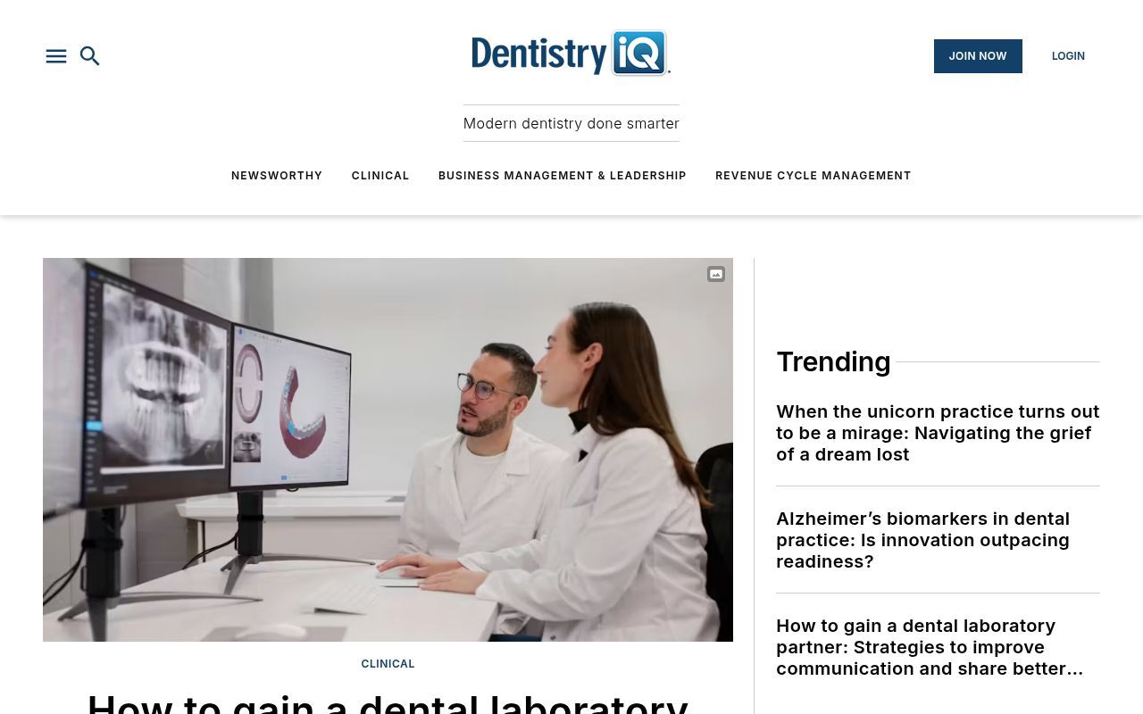 Homepage screenshot of dentistryiq.com