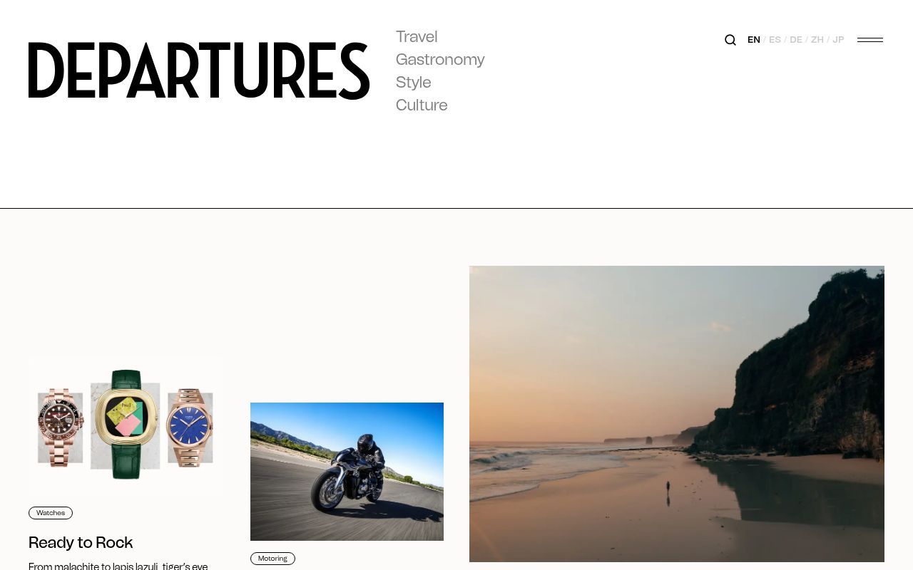Homepage screenshot of departures-international.com