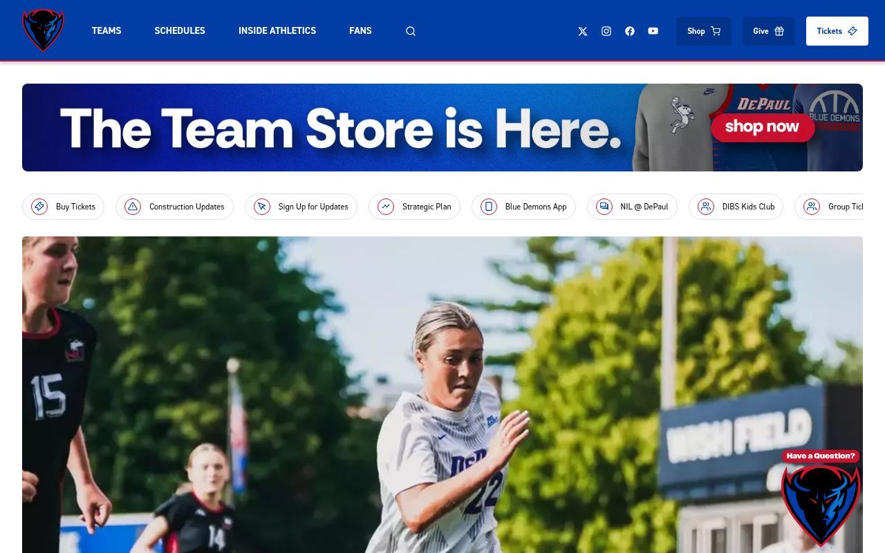 Homepage screenshot of depaulbluedemons.com