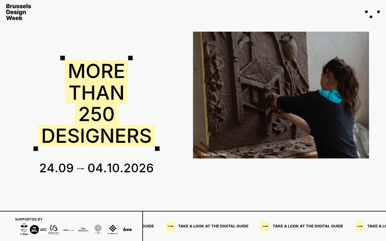 Homepage screenshot of designweek.brussels