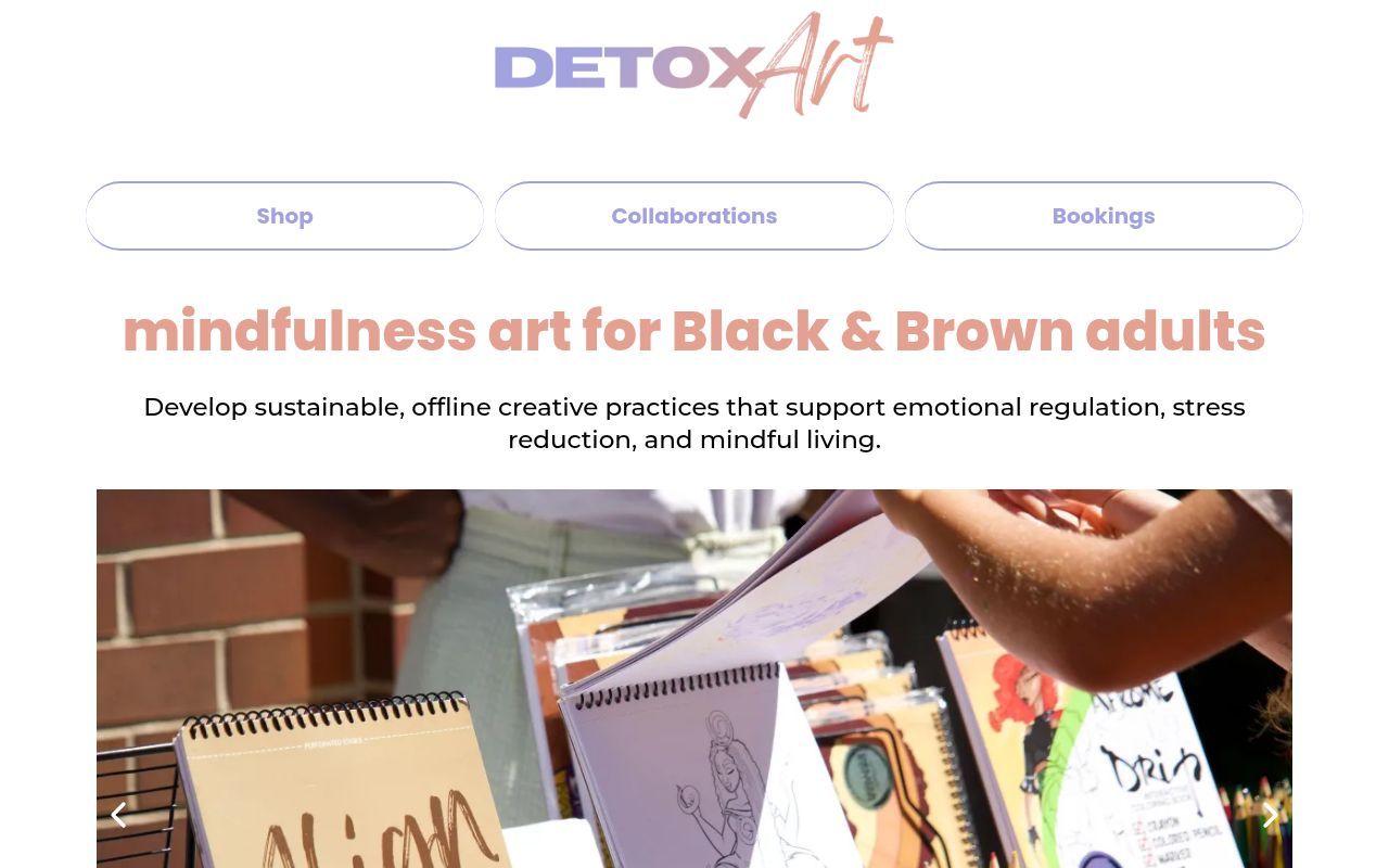 Homepage screenshot of detoxart.co