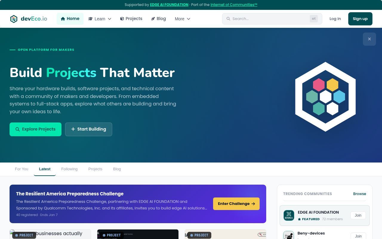 Homepage screenshot of deveco.io