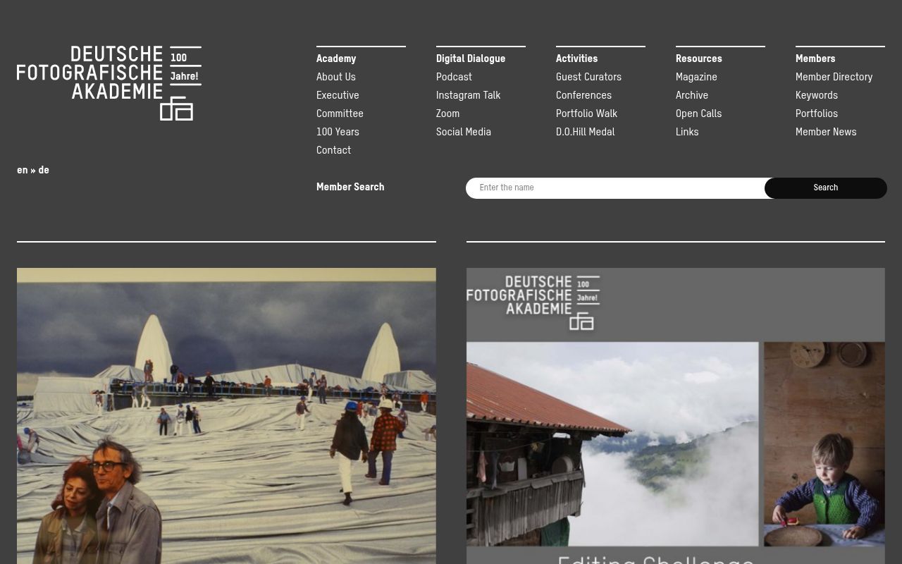 Homepage screenshot of dfa.photography