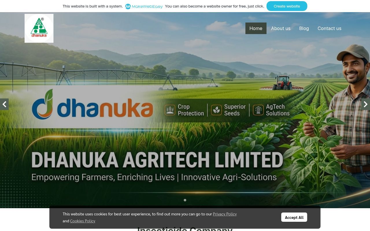 Homepage screenshot of dhanuka.makeweb.co