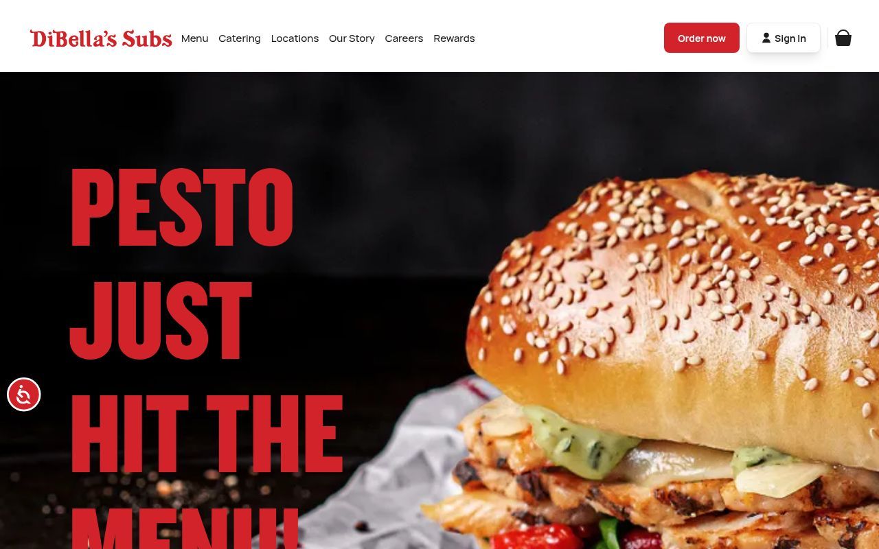 Homepage screenshot of dibellas.com
