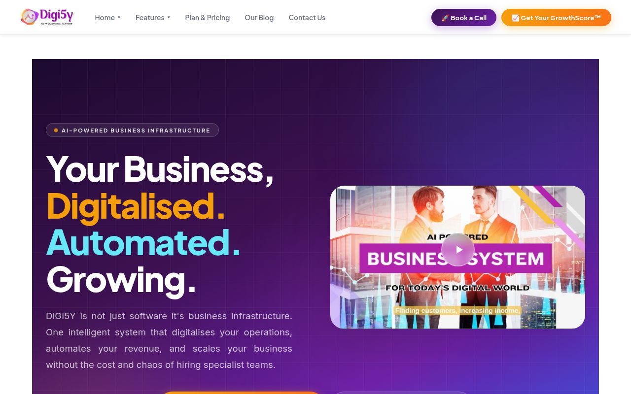 Homepage screenshot of digi5y.com