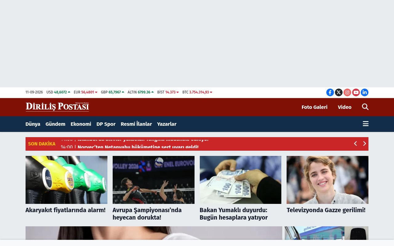 Homepage screenshot of dirilispostasi.com