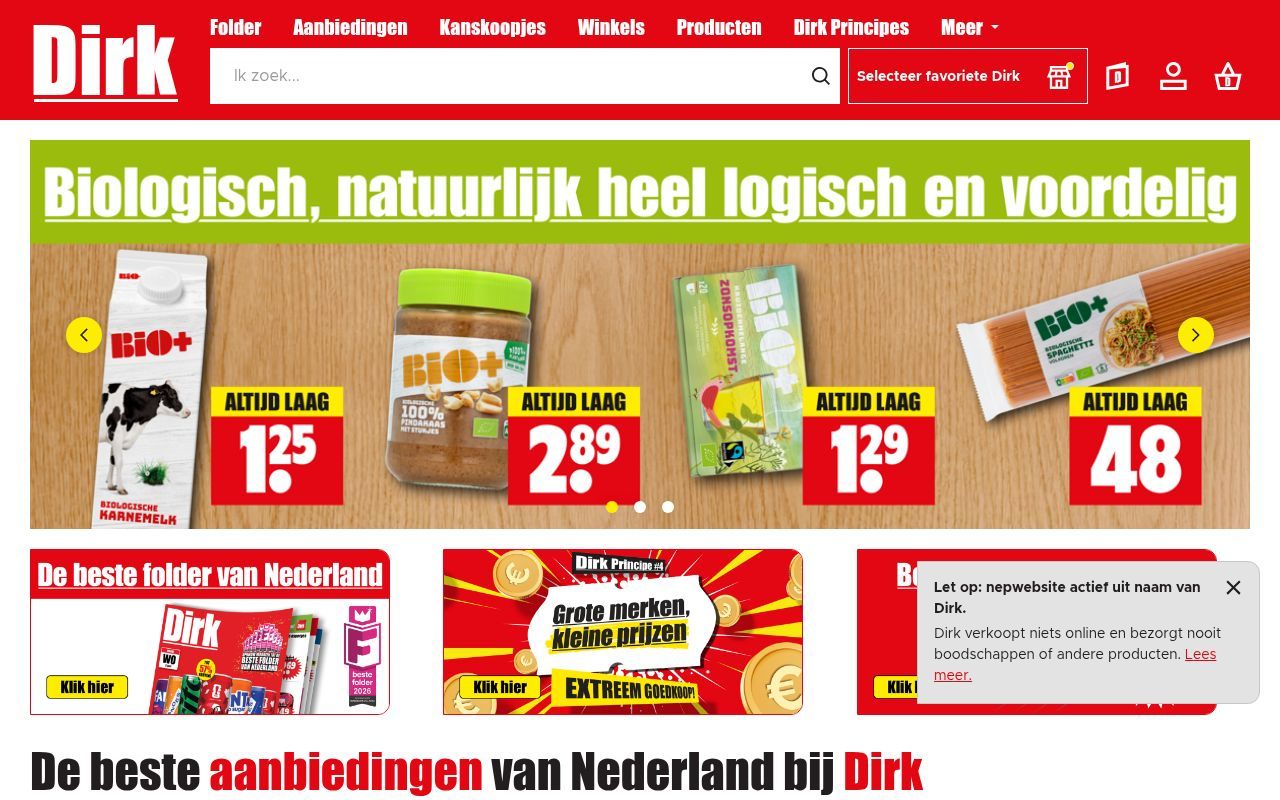 Homepage screenshot of dirk.nl