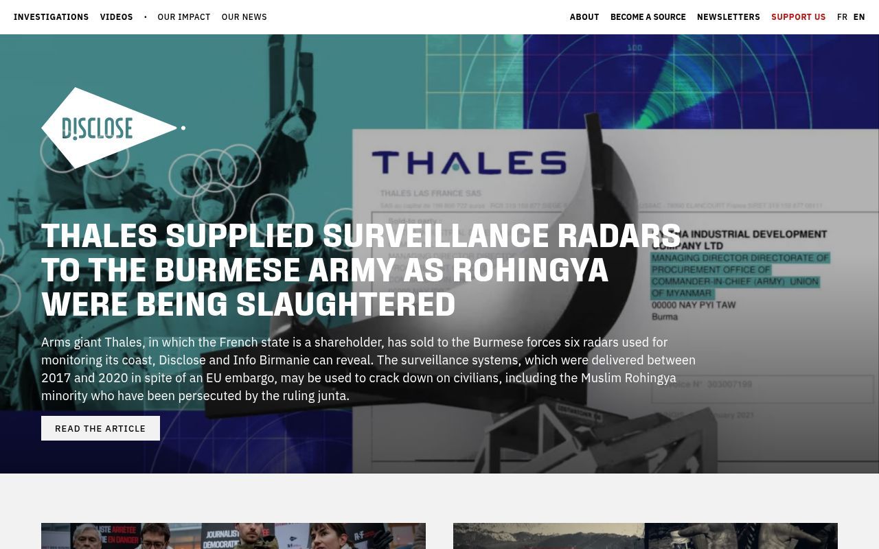 Homepage screenshot of disclose.ngo